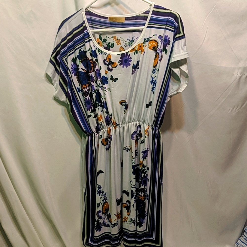Cyn white and purple butterfly dress